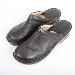 Born brown leather clogs.